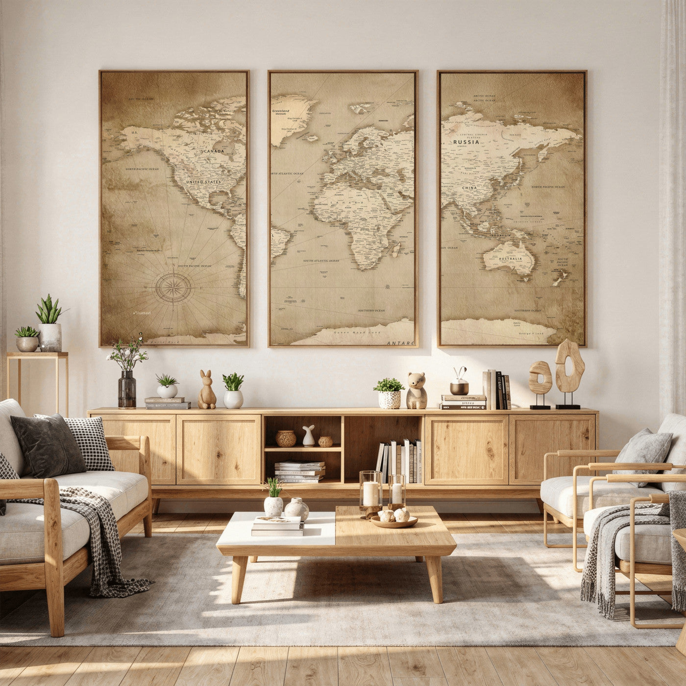 34795134-MGV-CV-36X24 - World Map Wall Art Canvas Print, Modern Decorative Framed Map Artwork Prints for Living Room, Office, Bedroom Wall Decor
