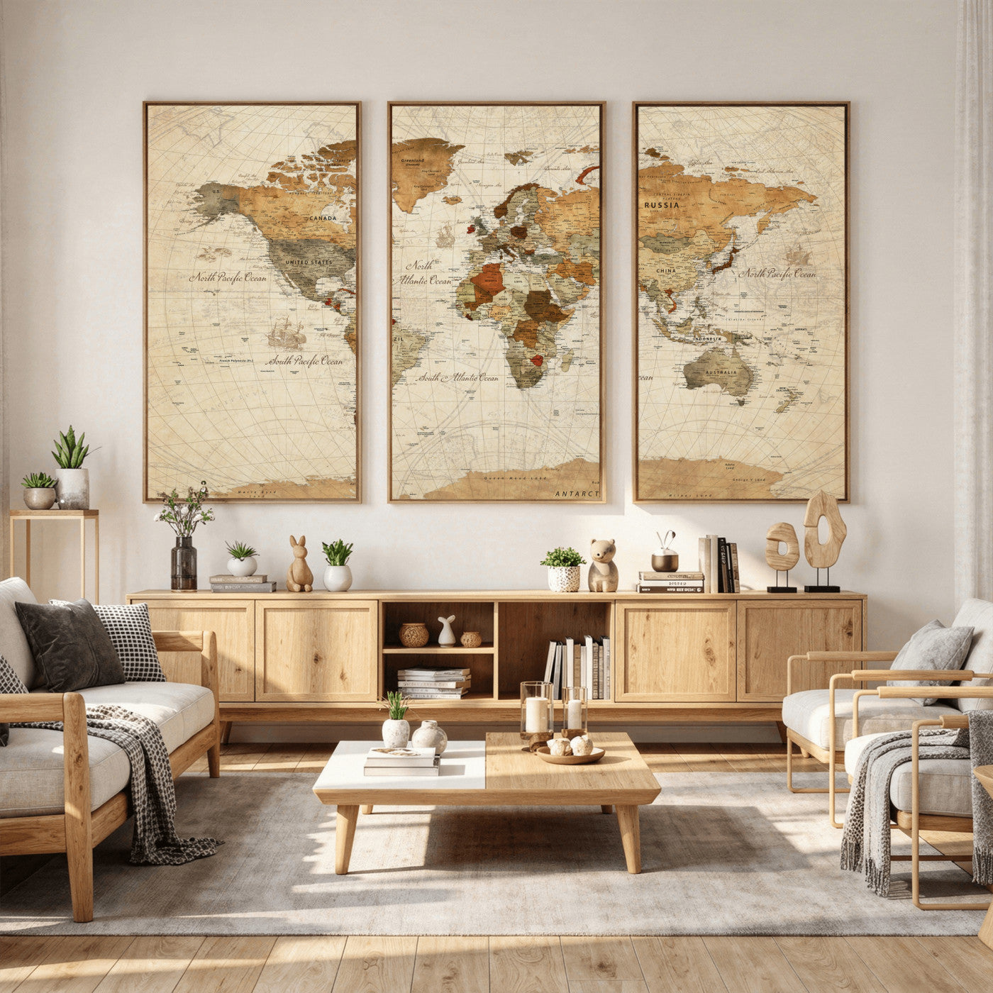 30704397-MGV-CV-36X24 - World Map Wall Art Canvas Print, Modern Decorative Framed Map Artwork Prints for Living Room, Office, Bedroom Wall Decor