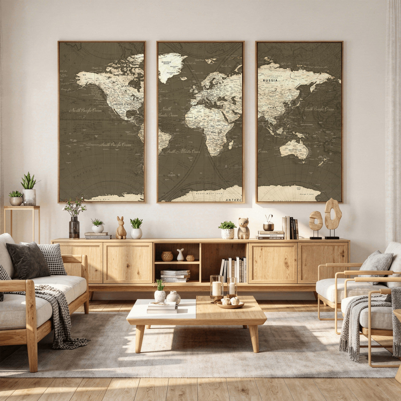 33202610-MGV-CV-36X24 - World Map Wall Art Canvas Print, Modern Decorative Framed Map Artwork Prints for Living Room, Office, Bedroom Wall Decor