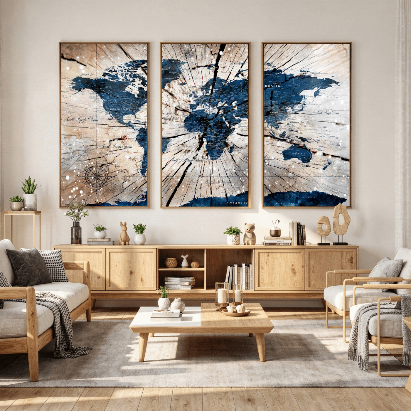 19478704-MGV-CV-36X24 - World Map Wall Art Canvas Print, Modern Decorative Framed Map Artwork Prints for Living Room, Office, Bedroom Wall Decor