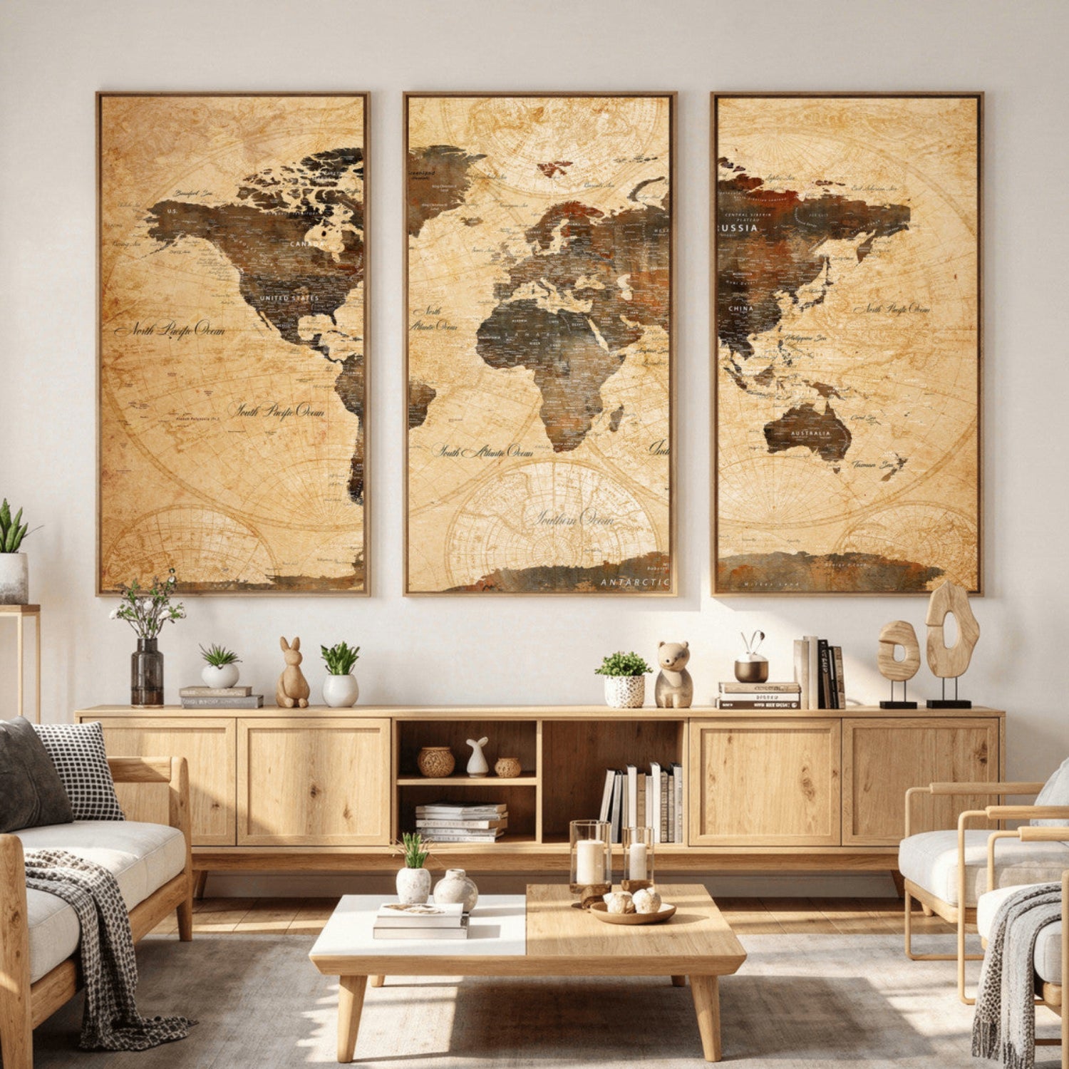 63156625-MGV-CV-36X24 - World Map Wall Art Canvas Print, Modern Decorative Framed Map Artwork Prints for Living Room, Office, Bedroom Wall Decor