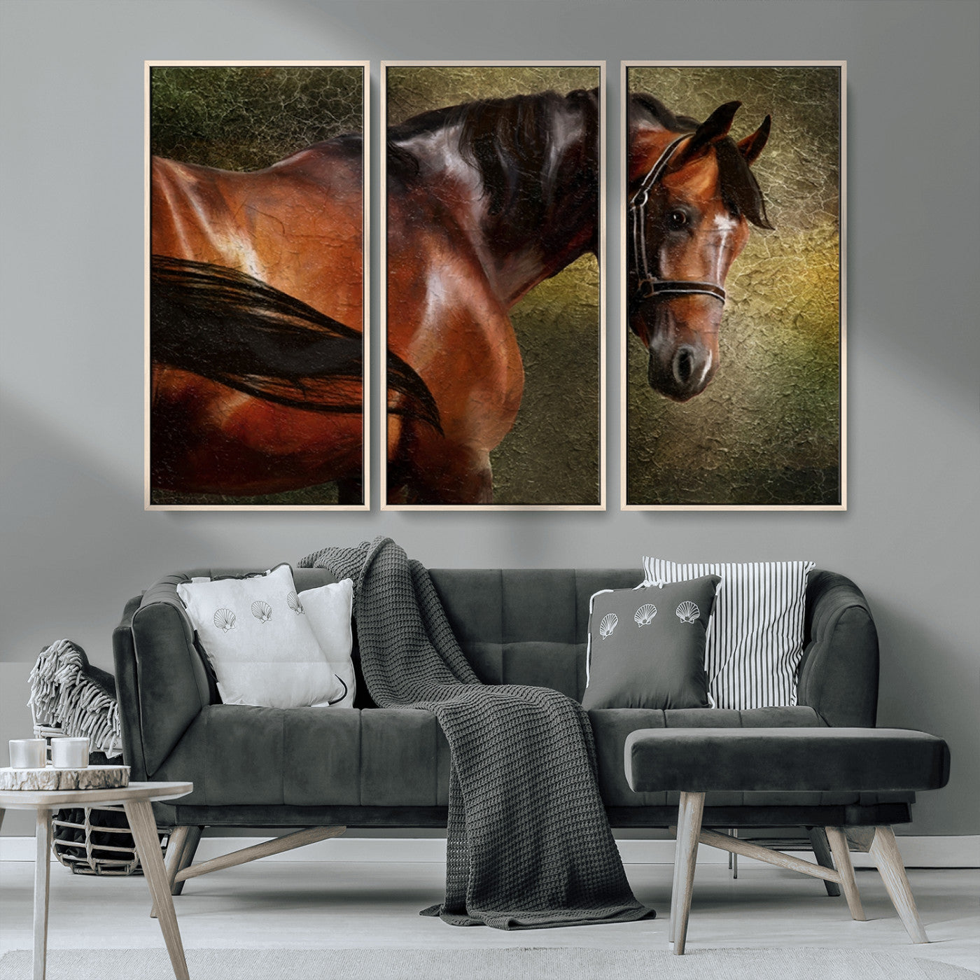 76810-MGV-CV-36X24-Majestic Brown Horse Wall Art Canvas Print – Framed Equestrian Artwork with Elegant Stallion Artwork for Home or Office Decor