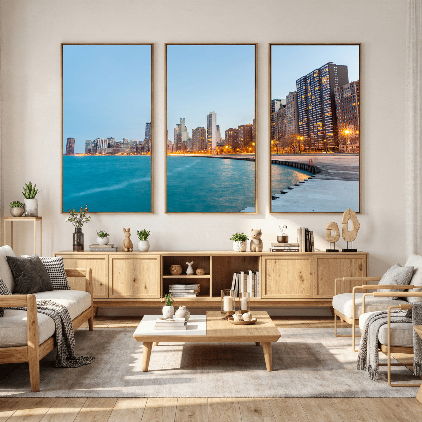 66780141-MGV-CV-36X24 - Chicago Wall Art Canvas Print, Chicago City Downtown Night Cityscape Print for Modern Urban Wall Decor