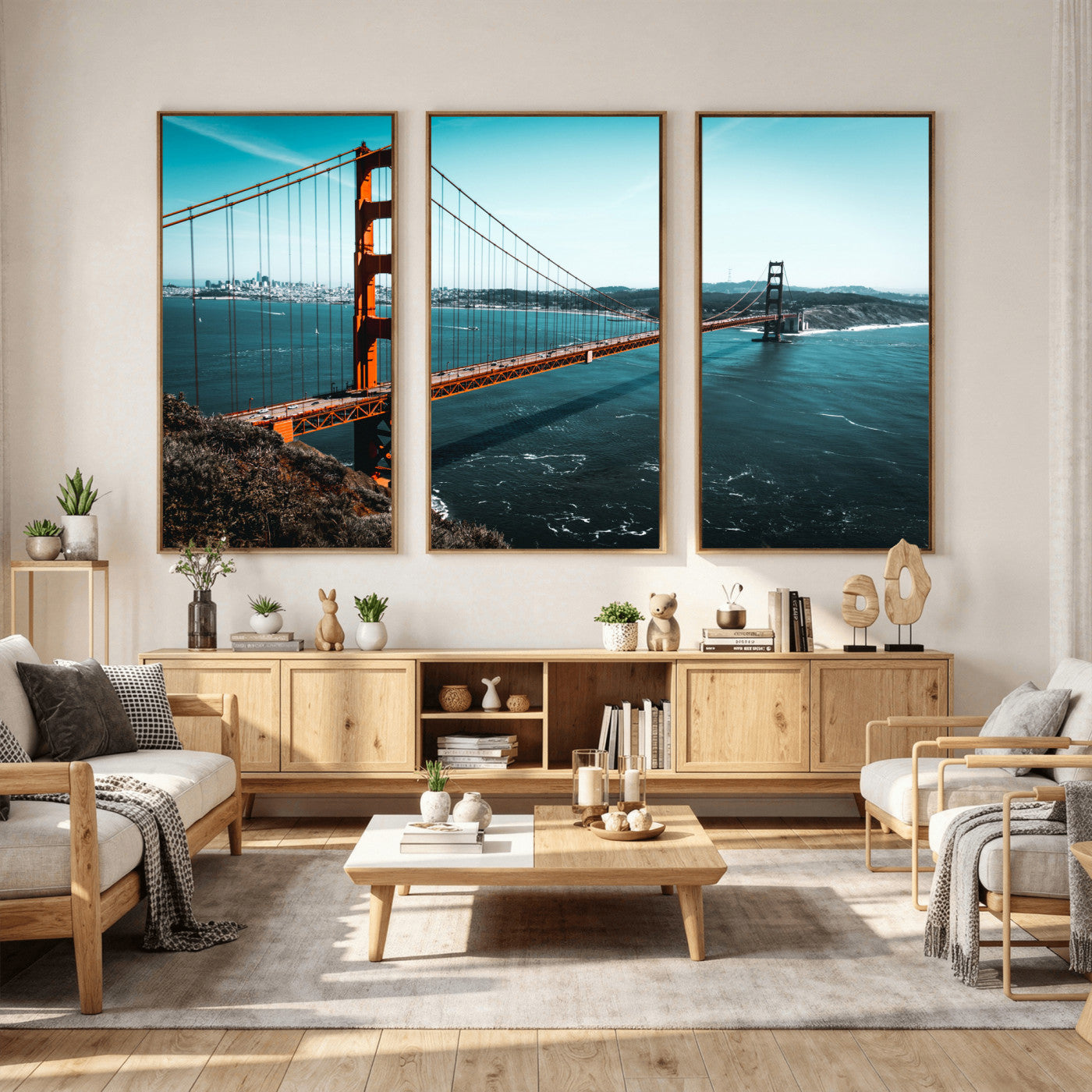 73996404-MGV-CV-36X24 - Golden Gate Bridge Wall Art Canvas Print – San Francisco Landmark Photography Artwork Print for Living Room, Office, and Modern Decor