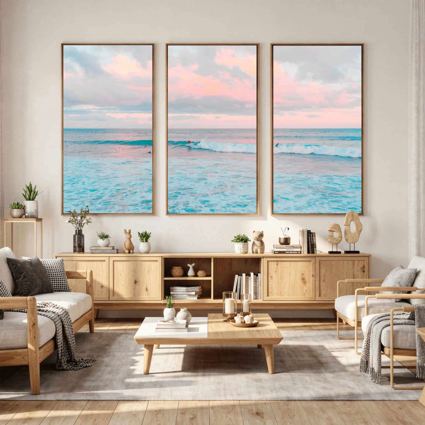 73216461-MGV-CV-36X24 - Ocean Wave Wall Art Canvas Print, Pastel Surf Seascape Photography, Coastal Beach Wall Decor