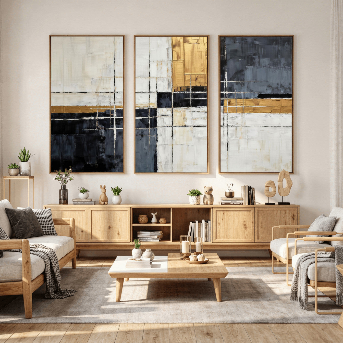 78975677-MGV-CV-36X24 - Gold Abstract Wall Art Canvas Print, Modern Luxury Geometric Painting Wall Decor for Living Room and Office