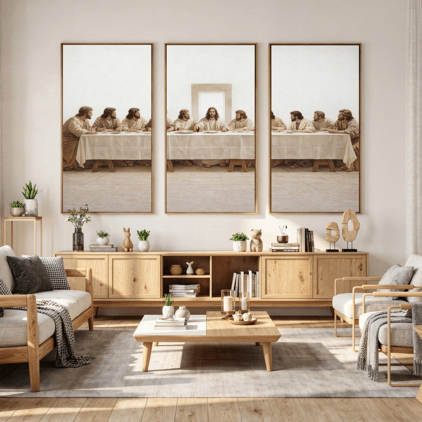 76380069-MGV-CV-36X24 - The Last Supper Wall Art Canvas Print, Jesus Christ Biblical Scene Canvas Print, Christian Religious Artwork for Church Living Room Decor