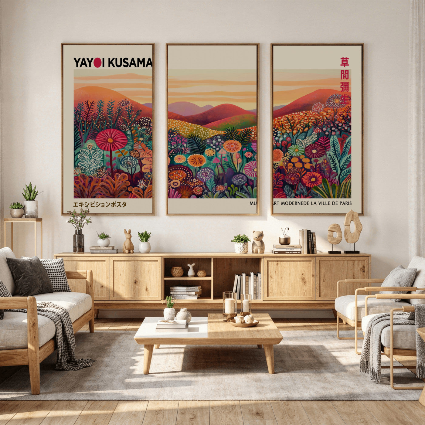 536X9-MGV-CV-36X24 - Yayoi Kusama Colorful Landscape Wall Art Canvas Print – Japanese Contemporary Exhibition Poster Artwork Print