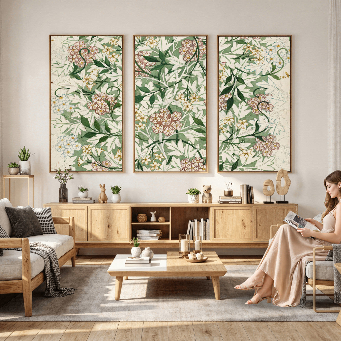 33560597-MGV-CV-36X24 - William Morris Jasmine 1872 Canvas Wall Art — Arts and Crafts Botanical Print | Vintage Green Floral Decor | Cottagecore Gift | Classic Art