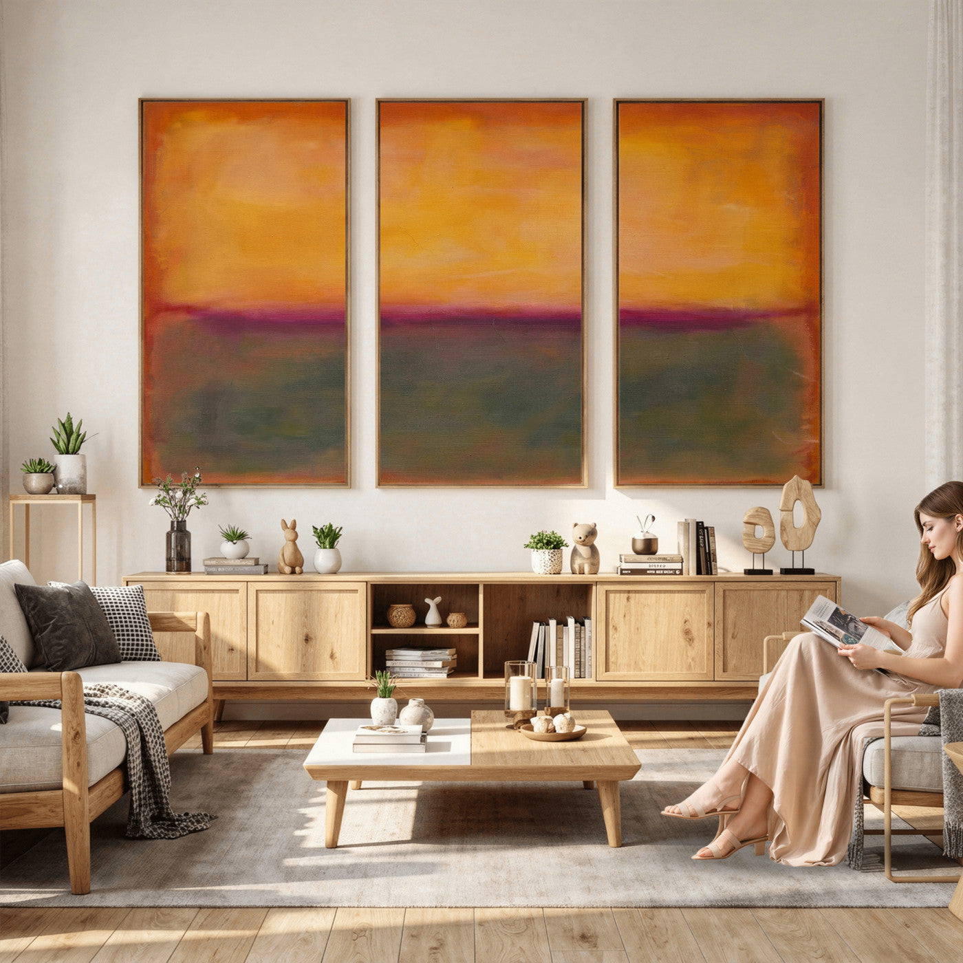 21628300-MGV-CV-36X24 - Abstract Color Field Wall Art Canvas Print, Framed Minimalist Horizon Artwork for Living Room Bedroom Office