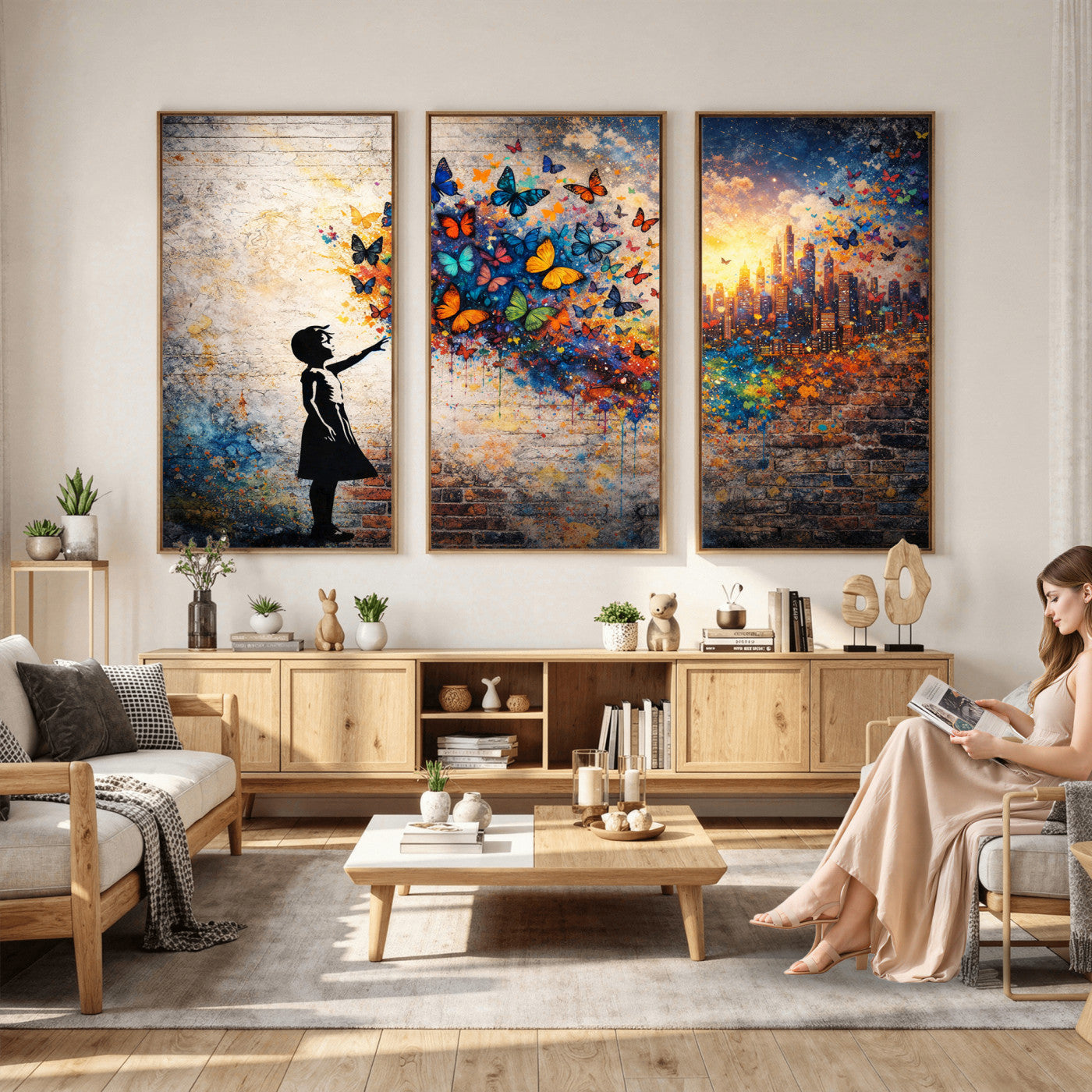 21540821-MGV-CV-36X24 - Banksy Girl Wall Art Canvas Print for Living Room Decor