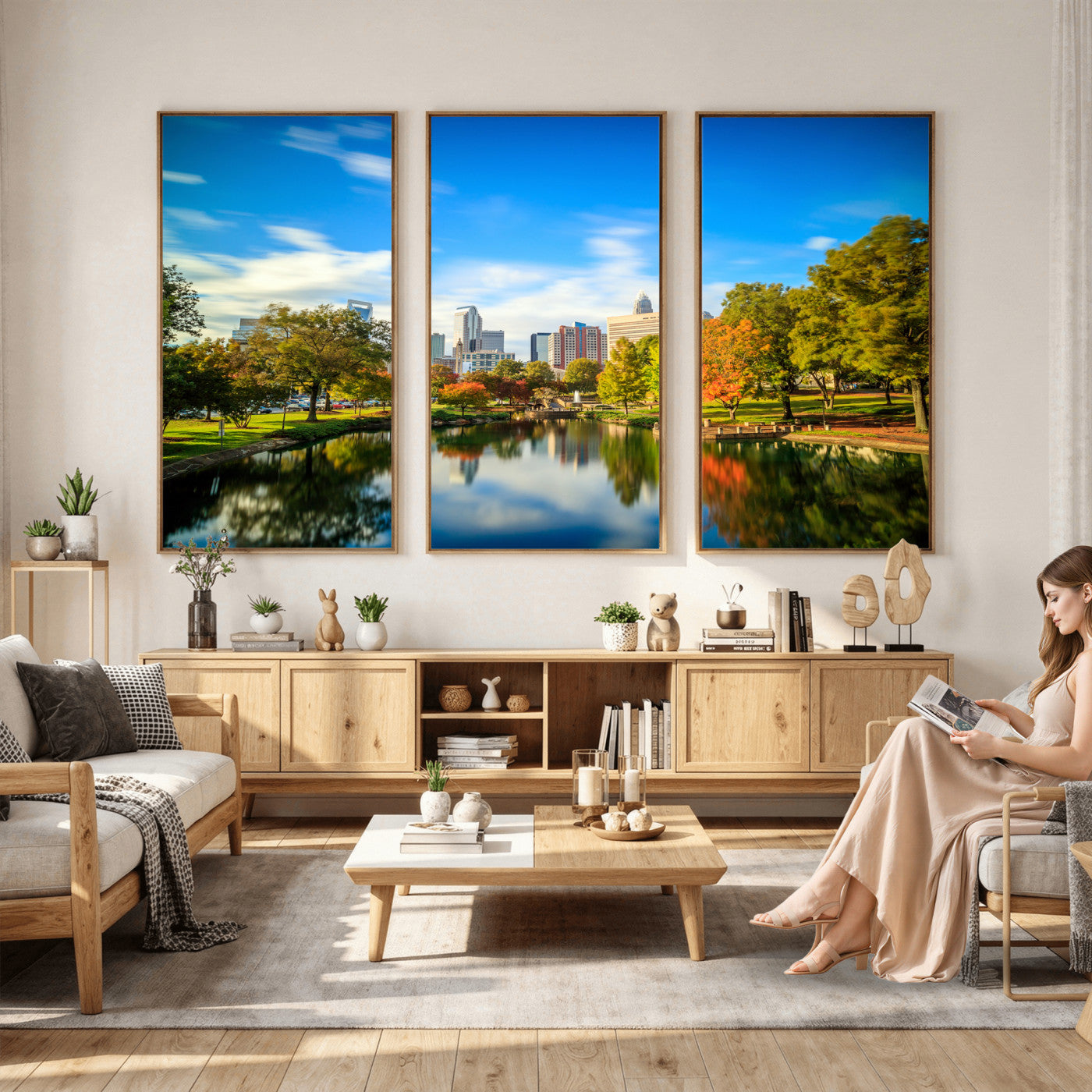 83254720-MGV-CV-36X24 - Charlotte Skyline Canvas Wall Art Print – North Carolina Cityscape Photography Print