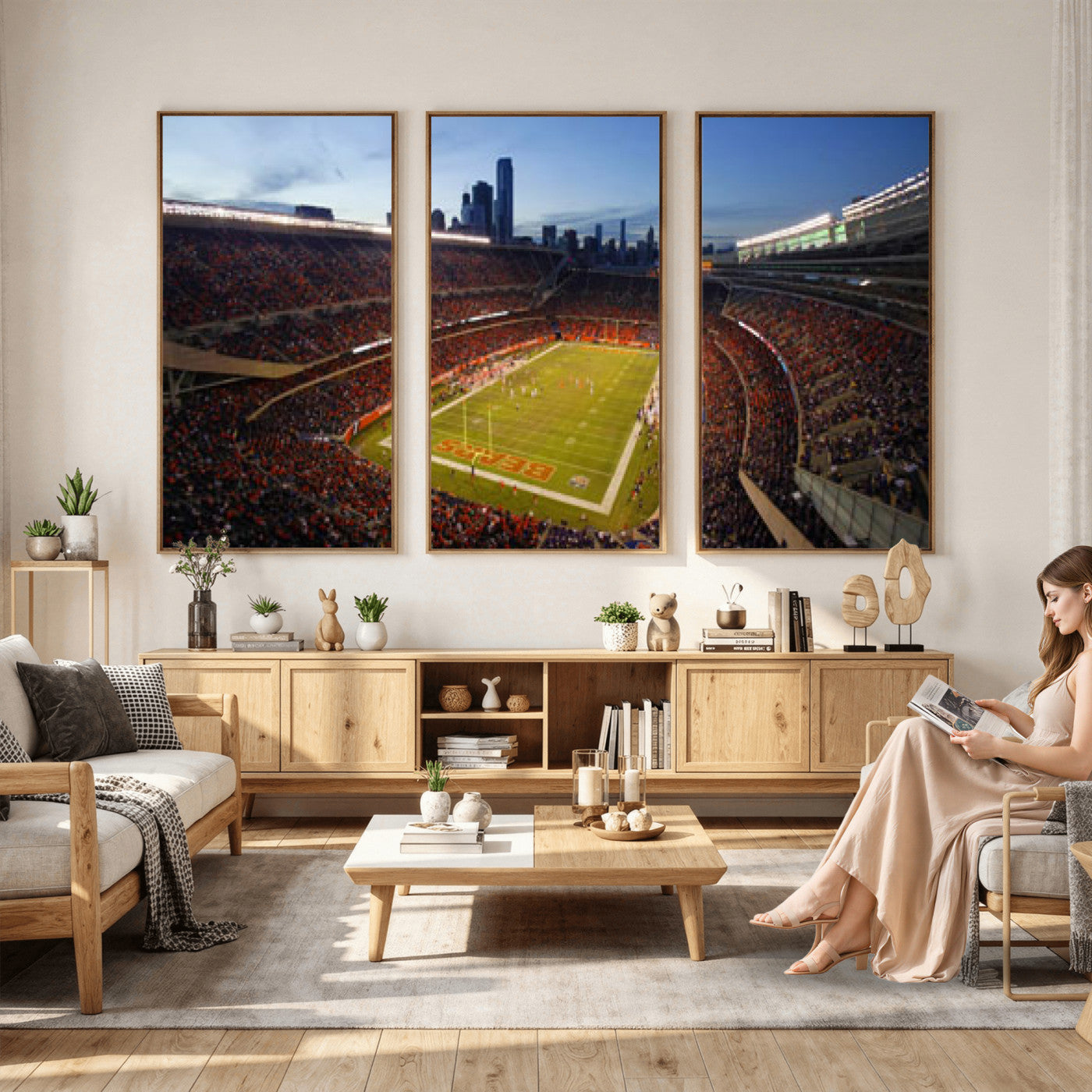 50691720-MGV-CV-36X24 - Chicago Bears Soldier Field Canvas Wall Art, NFL Stadium Panorama Print, Football Arena Photography for Sports Fans