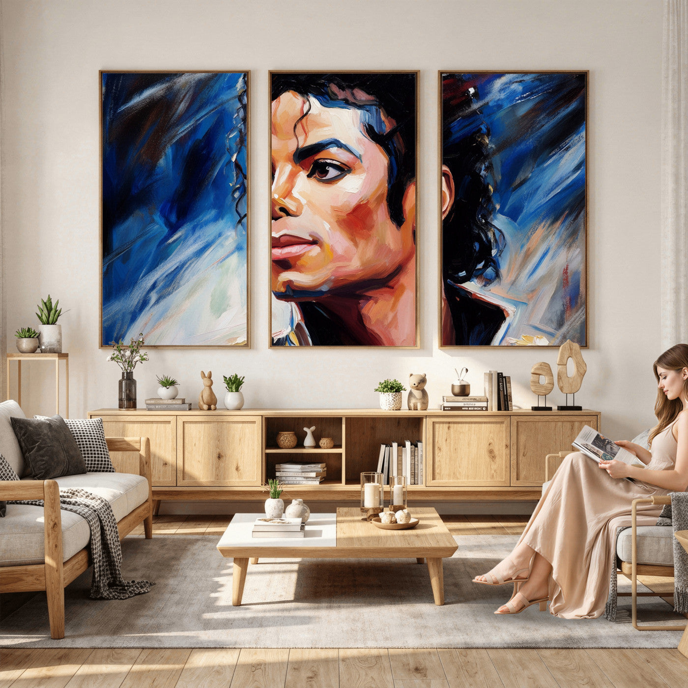 51466481-MGV-CV-36X24 - Abstract Michael Jackson Photo Wall Art Canvas Print