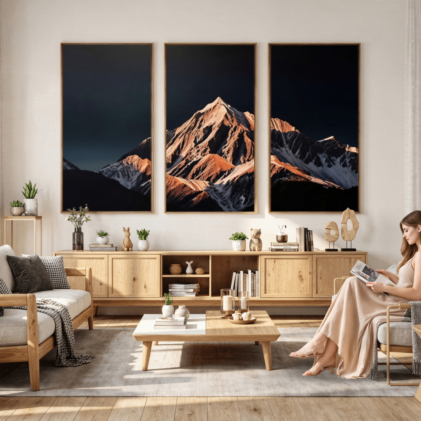 10196184-MGV-CV-36X24 - Snow Mountain Wall Art Canvas Print for Living Room Decor