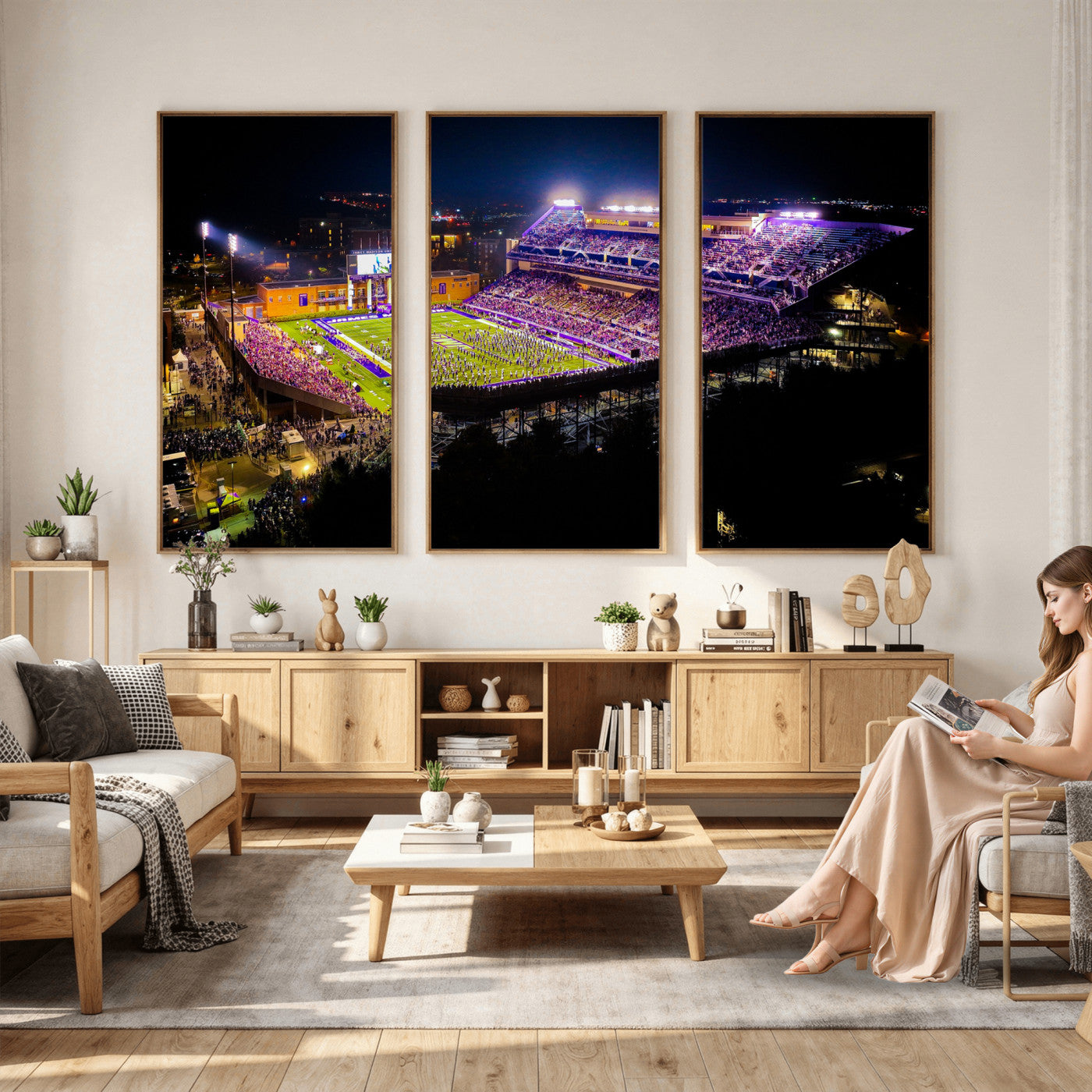 400867JMU2-MGV-CV-36X24 - JMU Stadium Wall Art Canvas Print for Game Room Decor - James Madison University Stadium