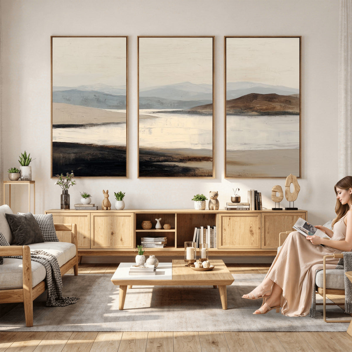 36873679-MGV-CV-36X24 - Modern Abstract Landscape Canvas Wall Art, Minimalist Nature Printing