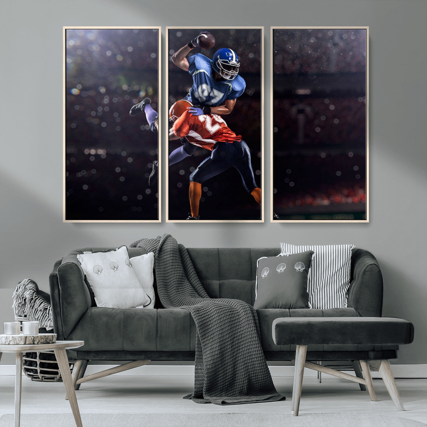 76491-MGV-CV-36X24-American Football Wall Art Canvas Print, Stadium Sport Wall Art Print