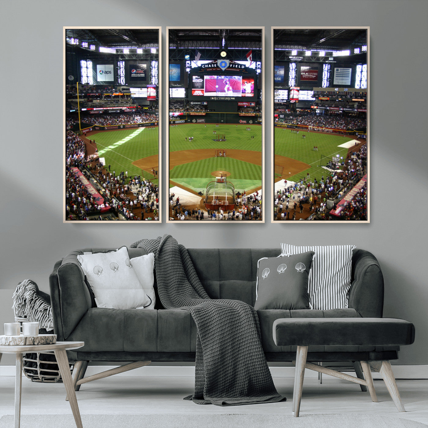 91630-MGV-CV-36X24-Arizona Diamondbacks Baseball Team Print - Phoenix Chase Field Baseball Stadium Wall Art Canvas