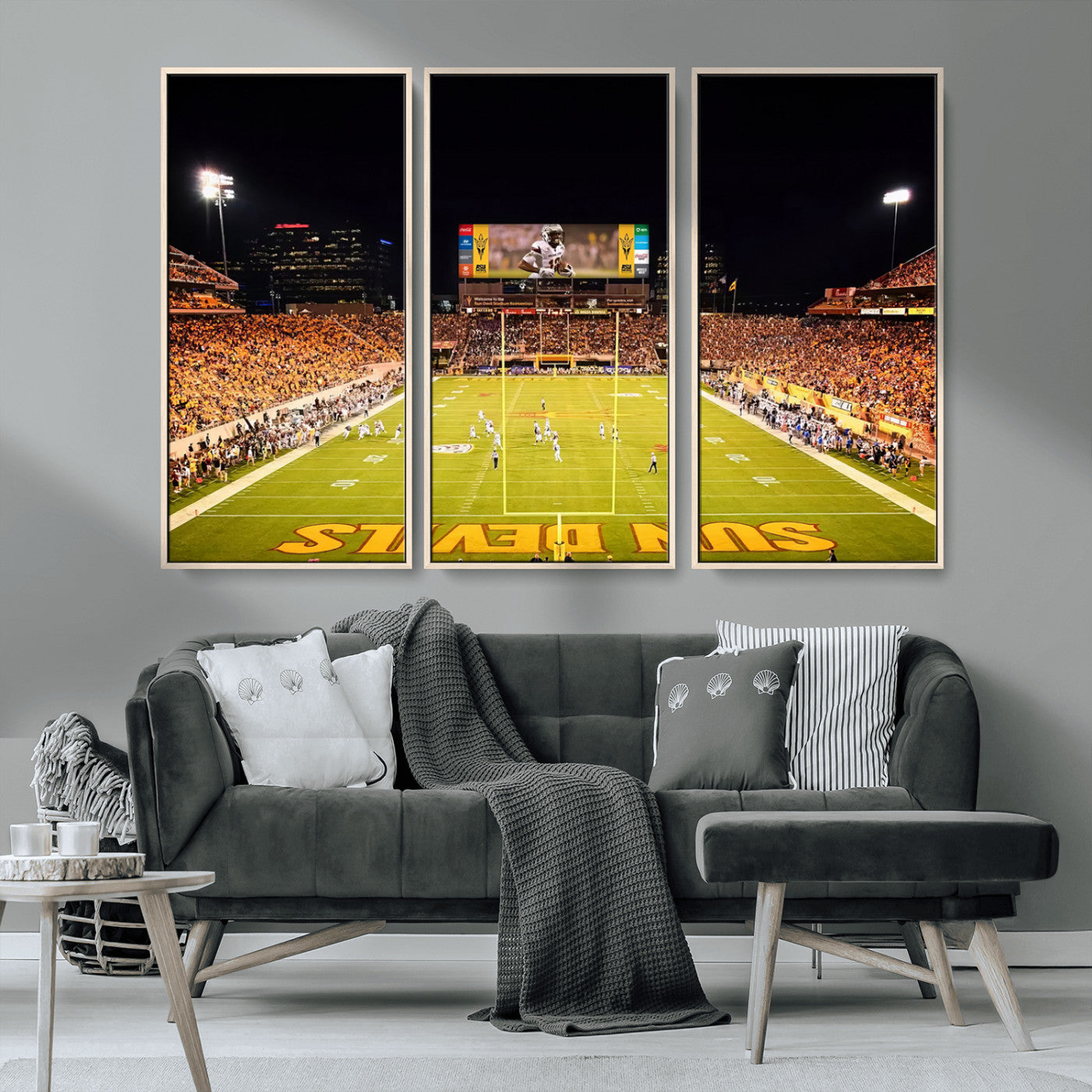87612-MGV-CV-36X24-ASU Sun Devils Football Team Print - Phoenix Mountain America Stadium Canvas Print