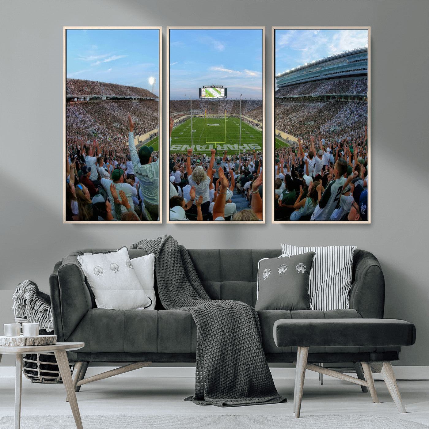 -Michigan State Spartans Football Team Art Print - East Lansing Spartan Stadium Wall Art Canvas Print