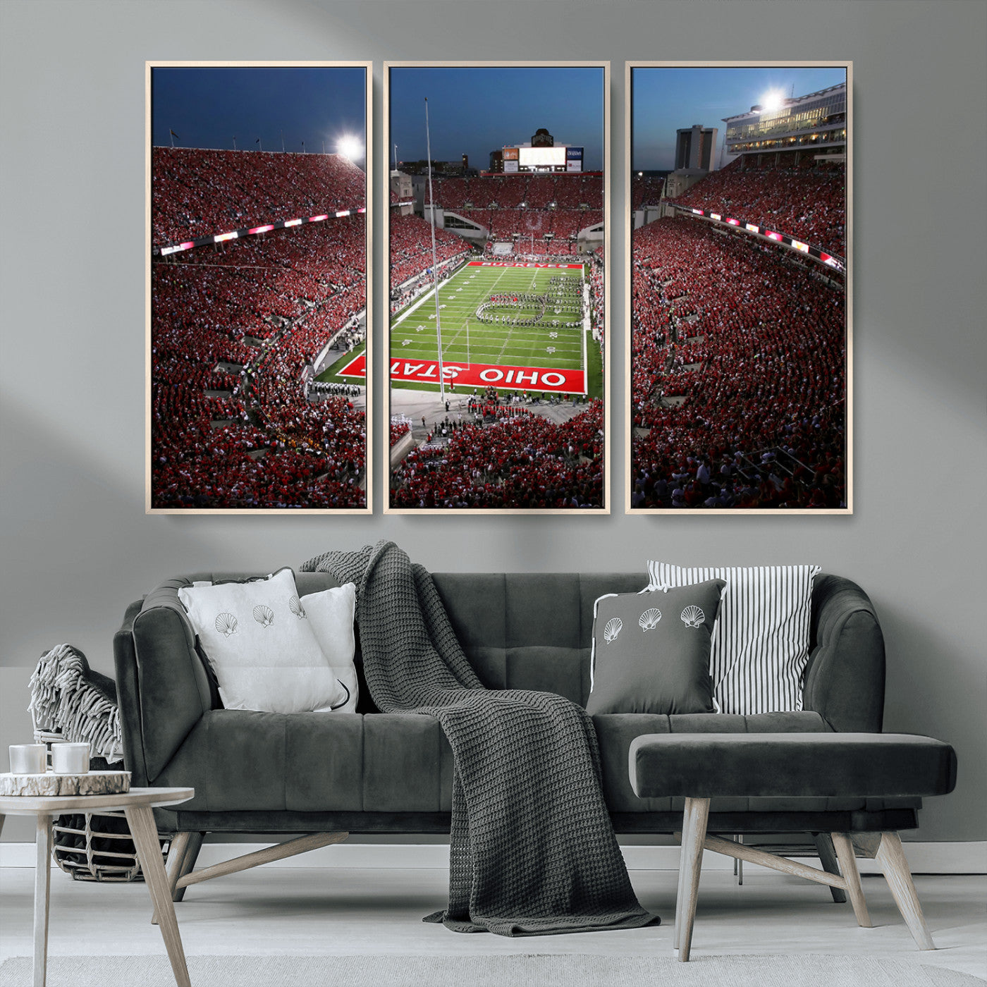 -Ohio State University Buckeyes Football Team Print - Columbus Ohio Stadium Wall Art Canvas Print