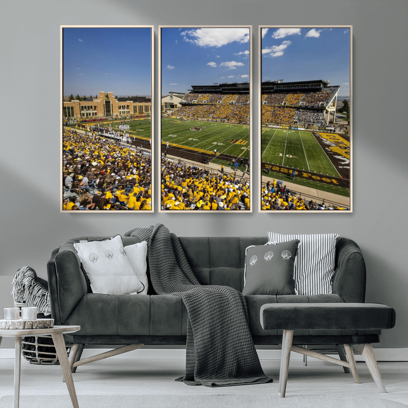 75112-MGV-CV-36X24-University of Wyoming Cowboys Football Team Print - Laramie Jonah Field War Memorial Stadium Wall