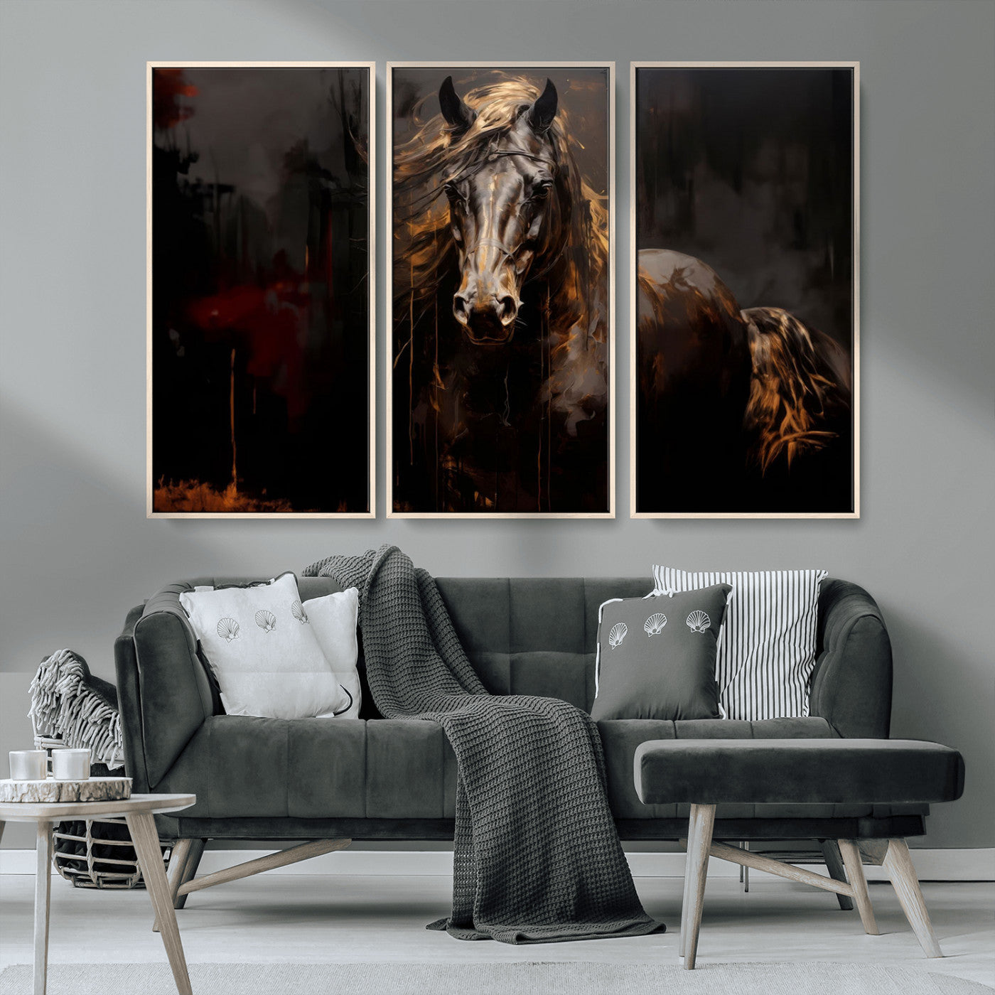 40932-MGV-CV-36X24-Abstract Black Horse Canvas Print for Farmhouse Wall Art | Abstract Equine Wall Art | Western Decor