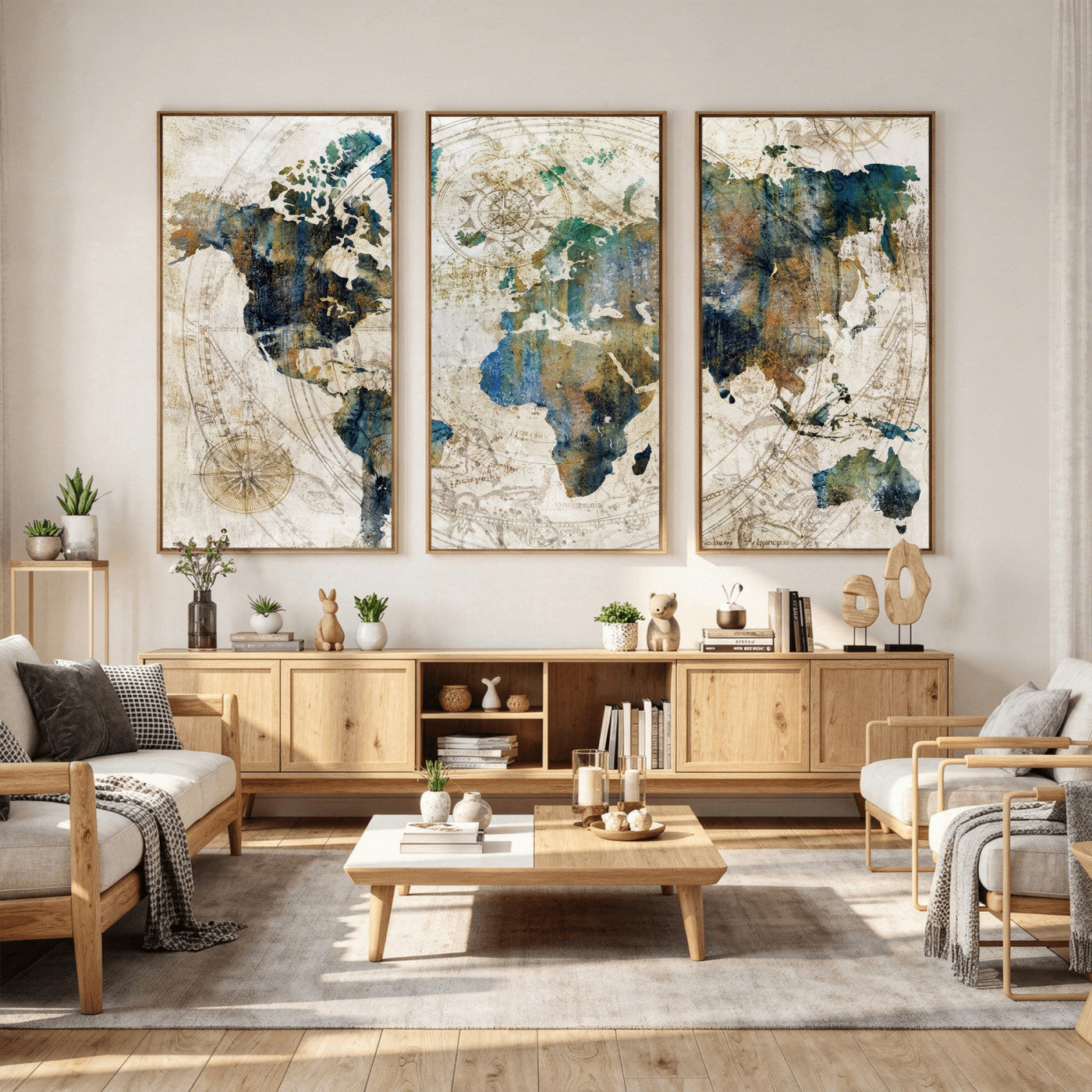 36972-MGV-CV-36X24 - Grunge Abstract World Map Art Print Canvas Print for Office Decor