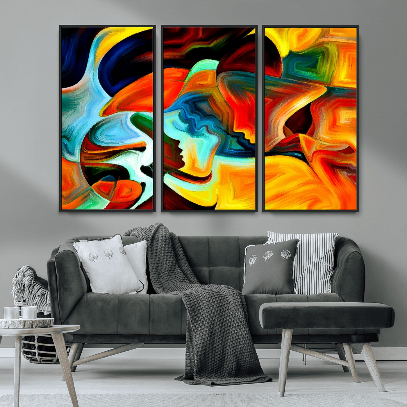 70242-MGV-CV-36X24-Human Love Figures Abstract Wall Art Canvas Print