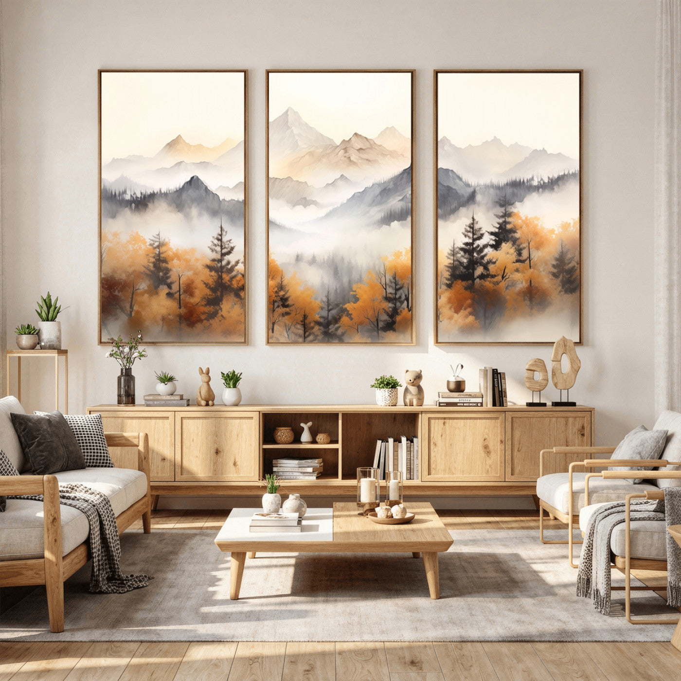 70049-MGV-CV-36X24 - Abstract Mountain Wall Art | Misty Mountain Forest and Mountains Canvas Print for Living Room,