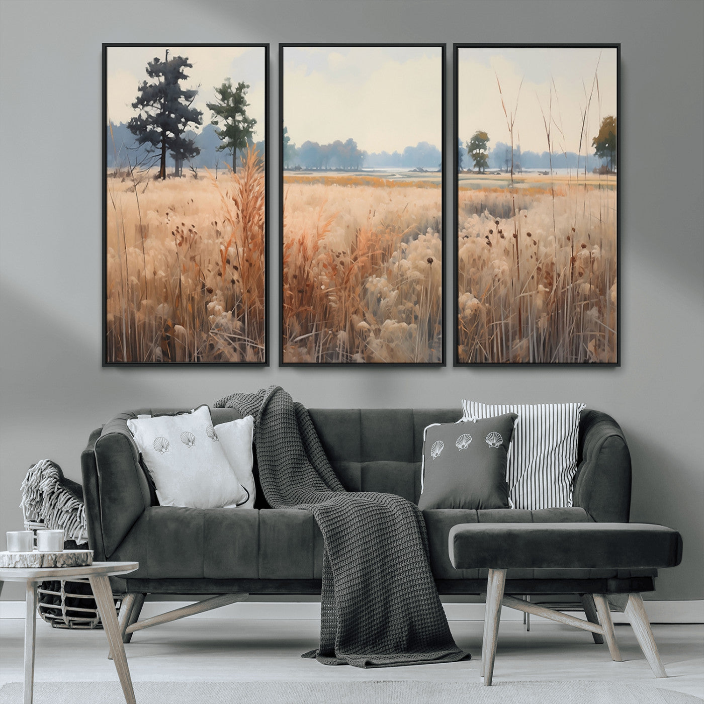 98822-MGV-CV-36X24-Golden Fields Canvas Wall Art Print – Serene Landscape of Nature’s Tranquility in Minimalist Modern