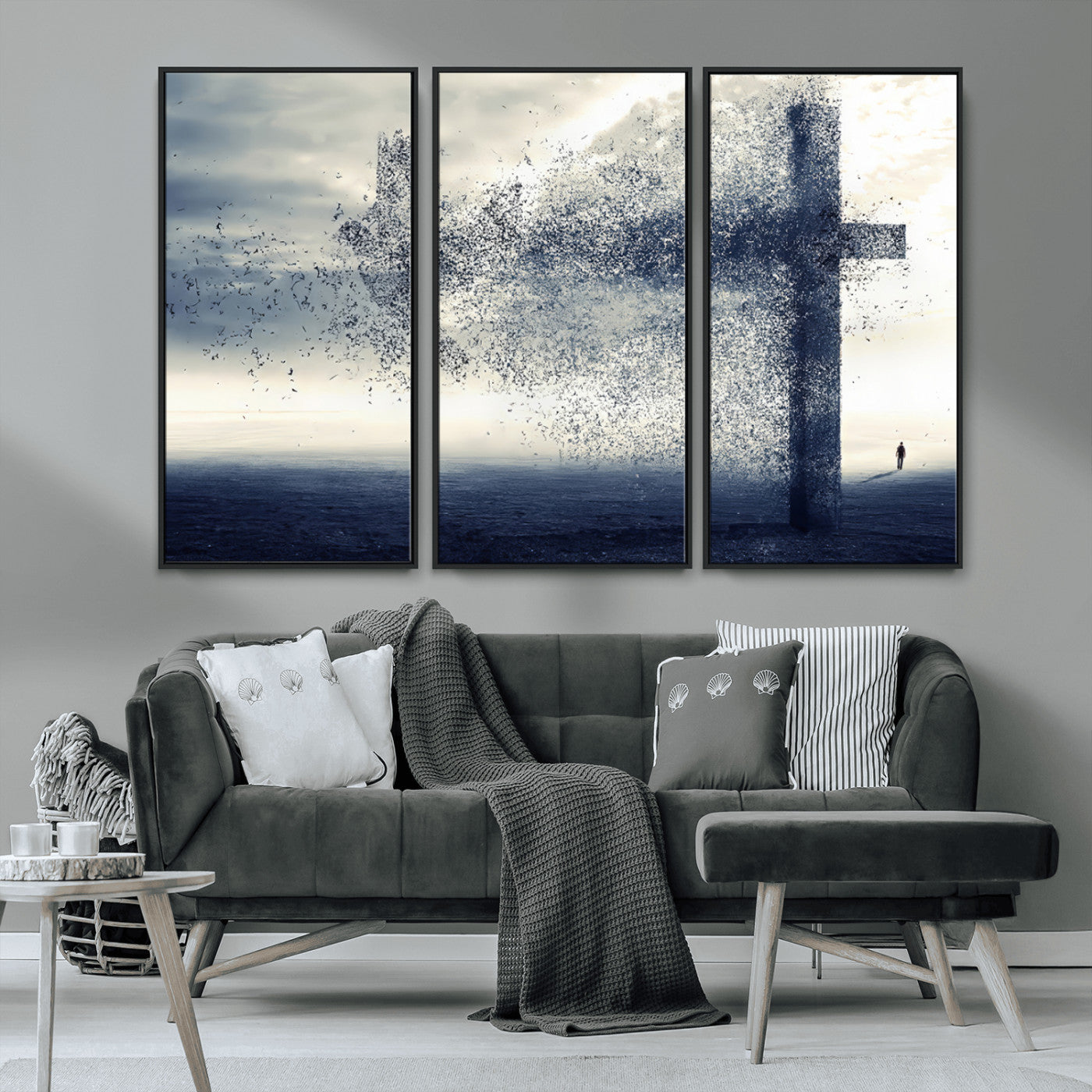 -Jesus and the Fading Cross Wall Art Print – Symbol of Faith, Christian Wall Art Canvas Print, Framed
