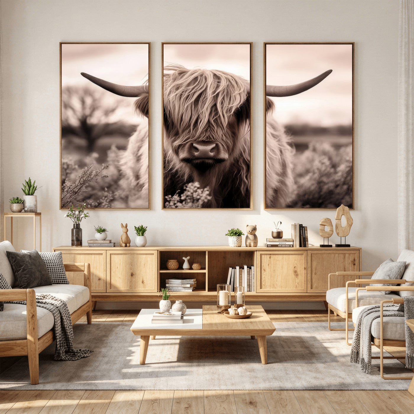 55903-MGV-CV-36X24 - Scottish Cow Longhorn Wall Art Canvas Print