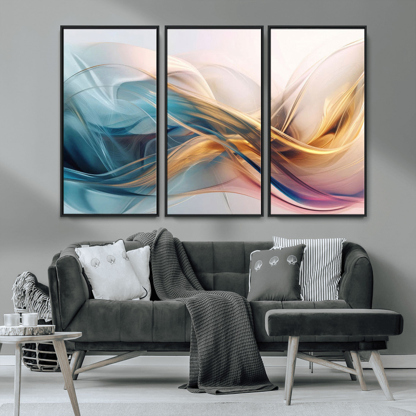 17461-MGV-FC-48X32-3P_Black-Abstract Flowing Colors Wall Art Canvas Print