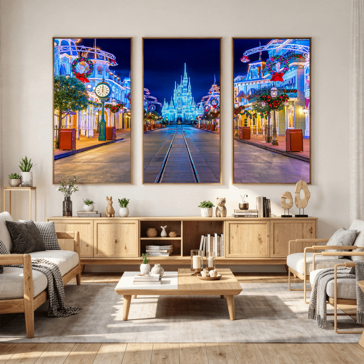 12470-MGV-CV-36X24 - Disney Castle Wall Art – Large Magic Kingdom Canvas Artwork, Fairytale Design, Kids Room Christmas Decor for Home, Office
