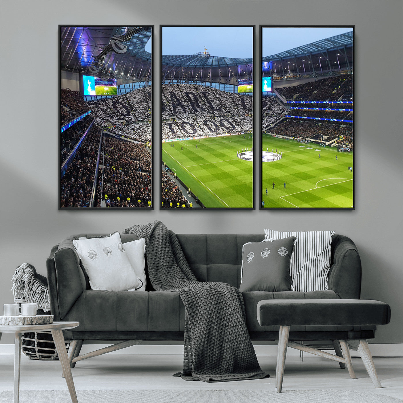 -Tottenham Hotspur Stadium Canvas Print, Match Day Triple Canvas Wall Art - Premier League Football