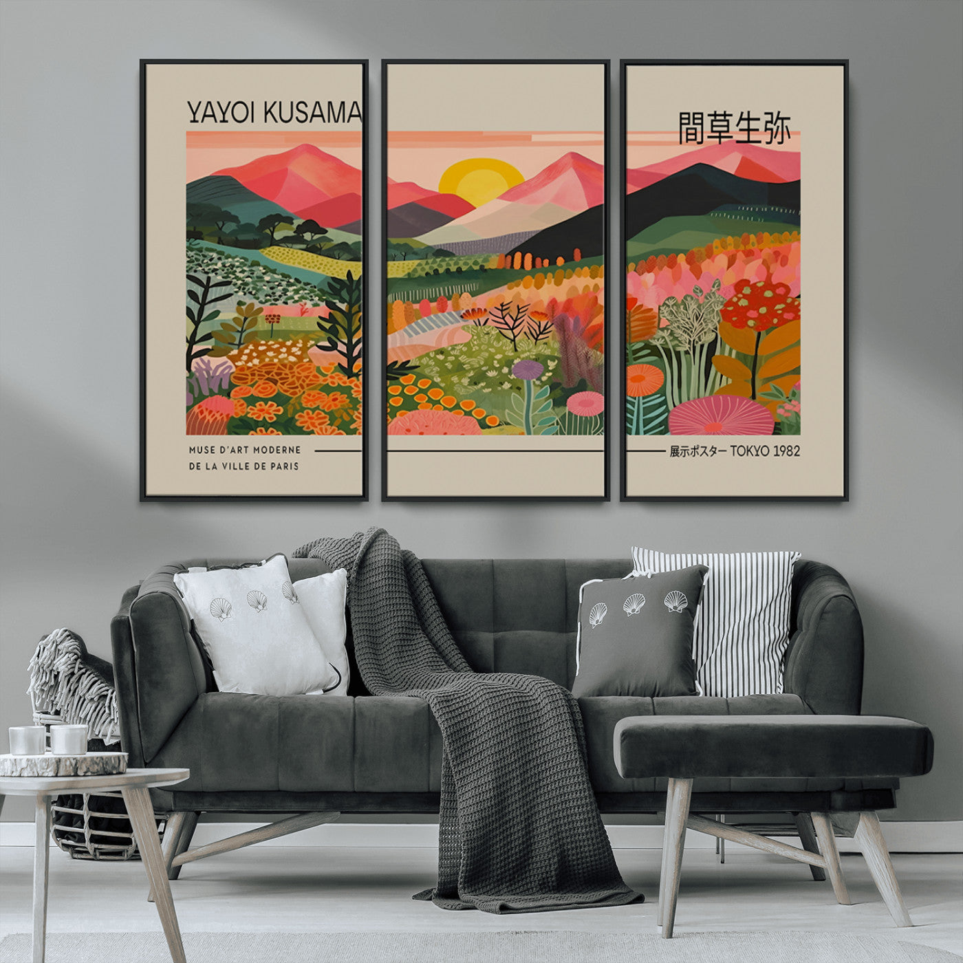 23753-MGV-CV-36X24-Yayoi Kusama 1986 Wall Art Print - Wabi Sabi Japanese Wall Art Print - Vibrant Abstract Landscape