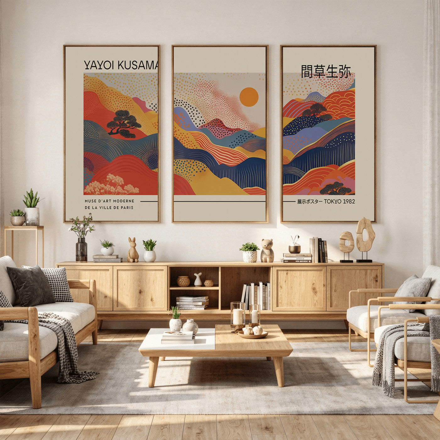 87627-MGV-CV-36X24 - Yayoi Kusama Landscape Canvas Print, Vibrant Floral Mountain Art Print, Botanical Flower Nature