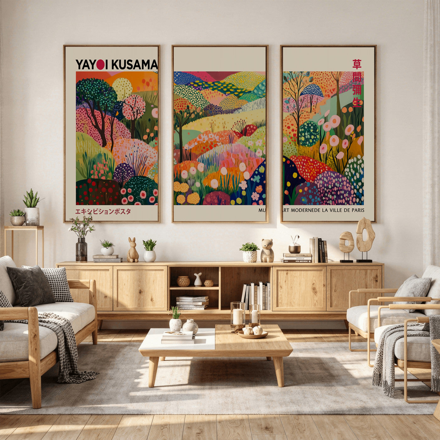 98921-MGV-CV-36X24 - Framed Yayoi Kusama 1986 Wall Art Print – Japanese Wall Art Print, Wabi Sabi Yayoi Kusama Print