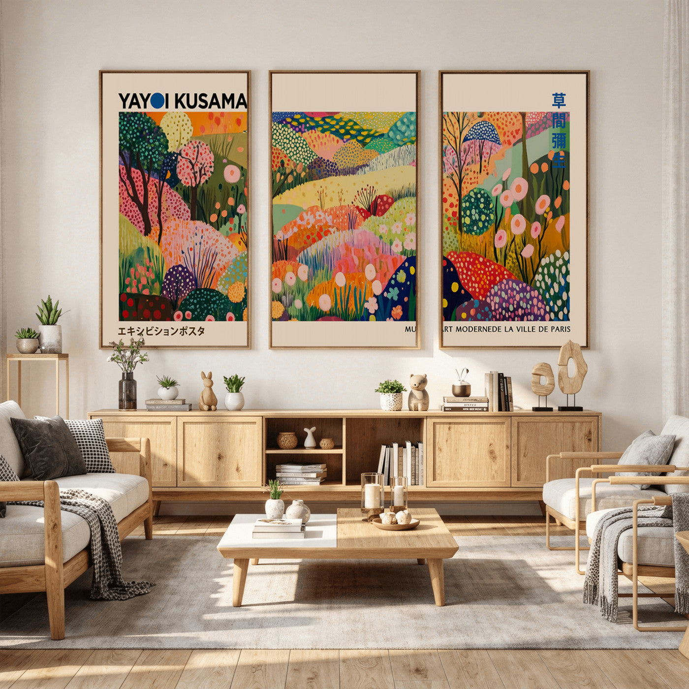 47970-MGV-CV-36X24 - Yayoi Kusama Japanese Art Canvas Print, Abstract Large Yayoi Kusama Framed Print, Japanese Wabi Print