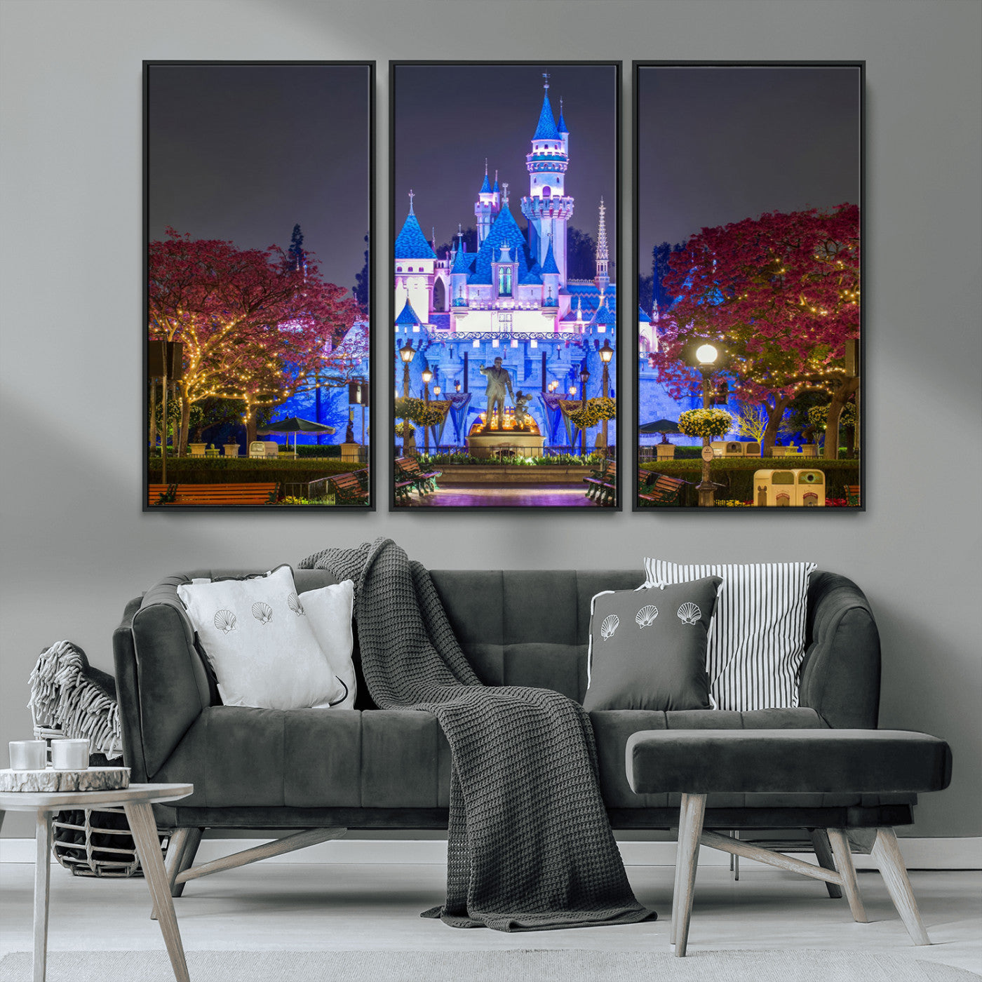 -Large Disney Castle Wall Art Canvas Print - Magic Kingdom Kids Room Decoration Disney World