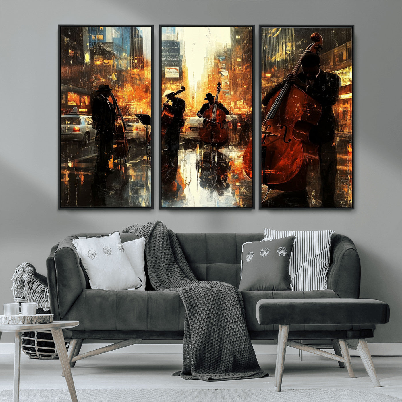 -African American Abstract Jazz Wall Art - Framed Abstract Music Canvas - Colorful Instrument Canvsa