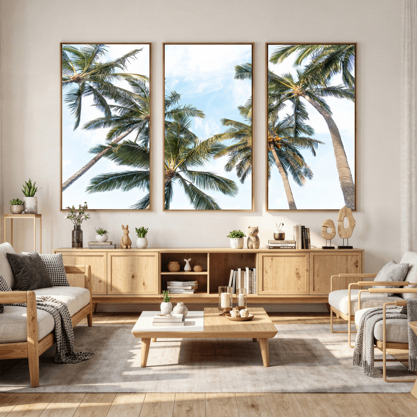 87247012-MGV-CV-36X24 - Tropical Palm Trees Wall Art – Sunlit Leaves & Blue Sky Canvas Print, Island Breeze and Vacation Vibes for Office or Home Decor