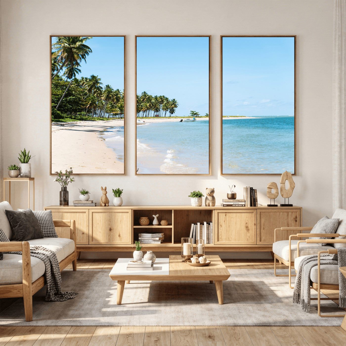 37858872-MGV-CV-36X24 - Palm Tree Paradise Coastal Wall Art – Beach Scene and Ocean Breeze Canvas Print Tranquil Tropical Shore Decor for Living Room, Bedroom or Office