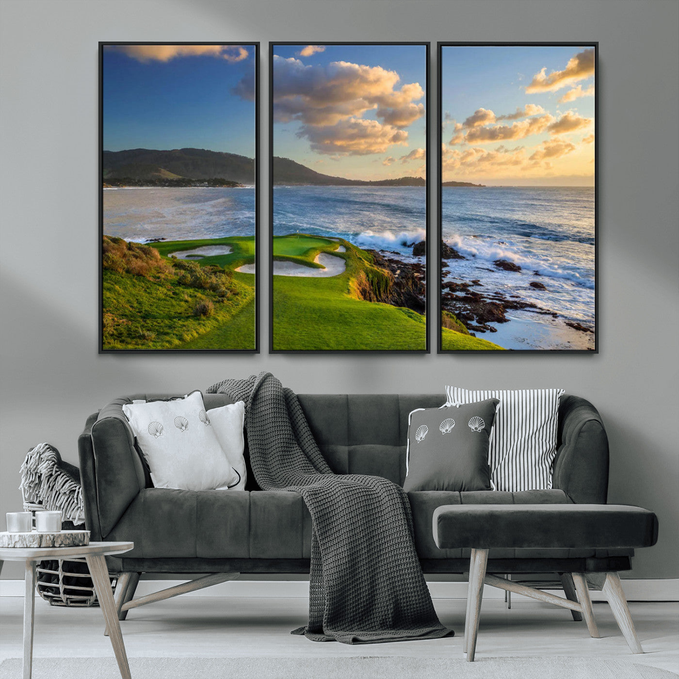 50107048-MGV-CV-36X24-Pebble Beach Golf Links Wall Art Canvas Print – Iconic Coastal Golf Course Artwork for Home, Office, Living Room