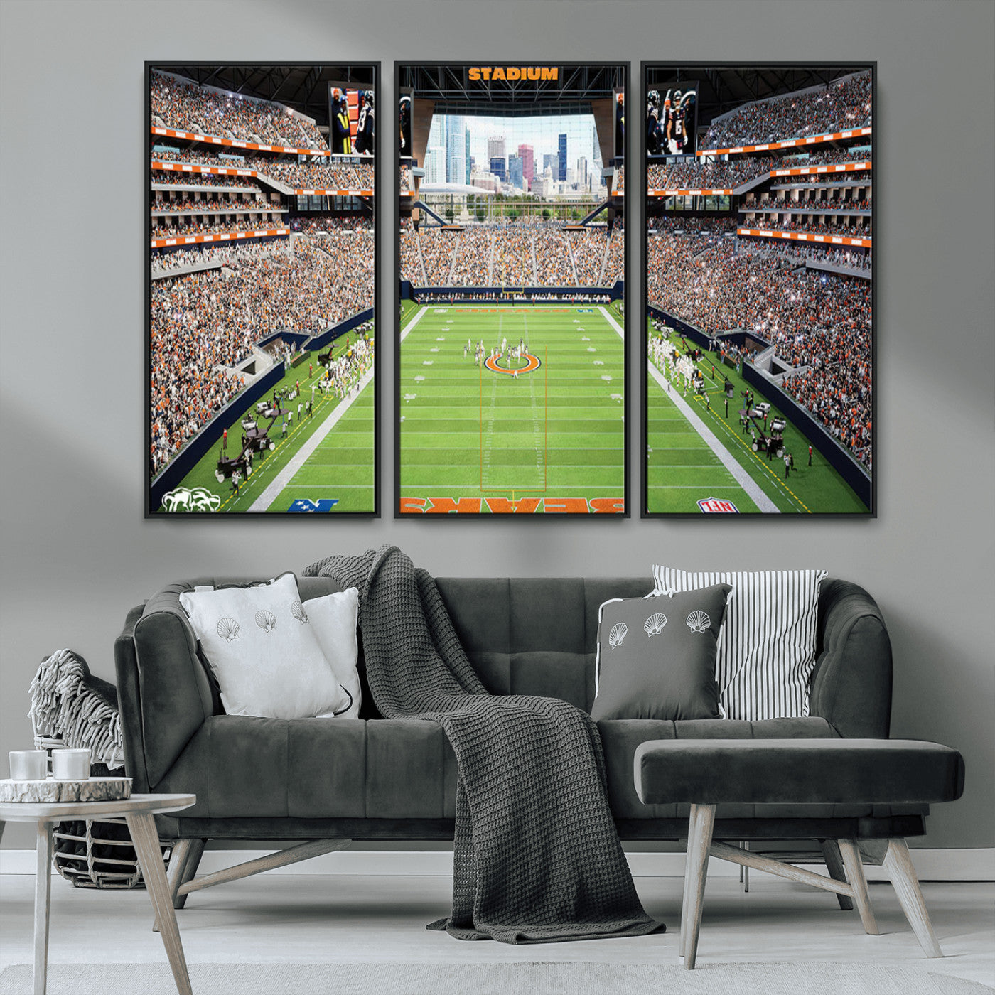 -Chicago Bears Soldiers Field Wall Art Canvas Print – Framed Football Stadium Artwork for Home, Office, Living Room