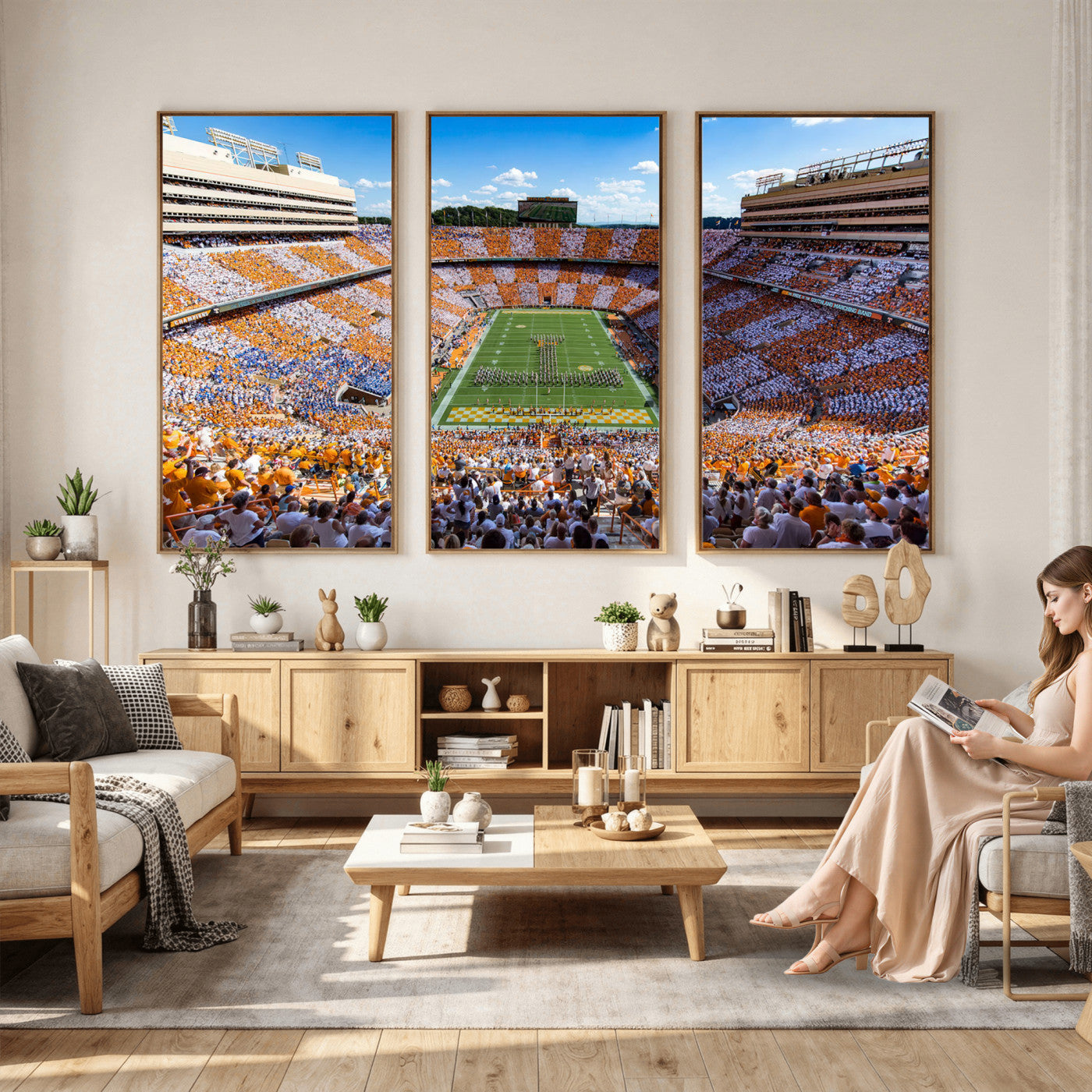 77097951-MGV-CV-36X24 - Tennessee Neyland Stadium Wall Art, Sports Arena Canvas Print, Panoramic Stadium Canvas Artwork for Home, Office