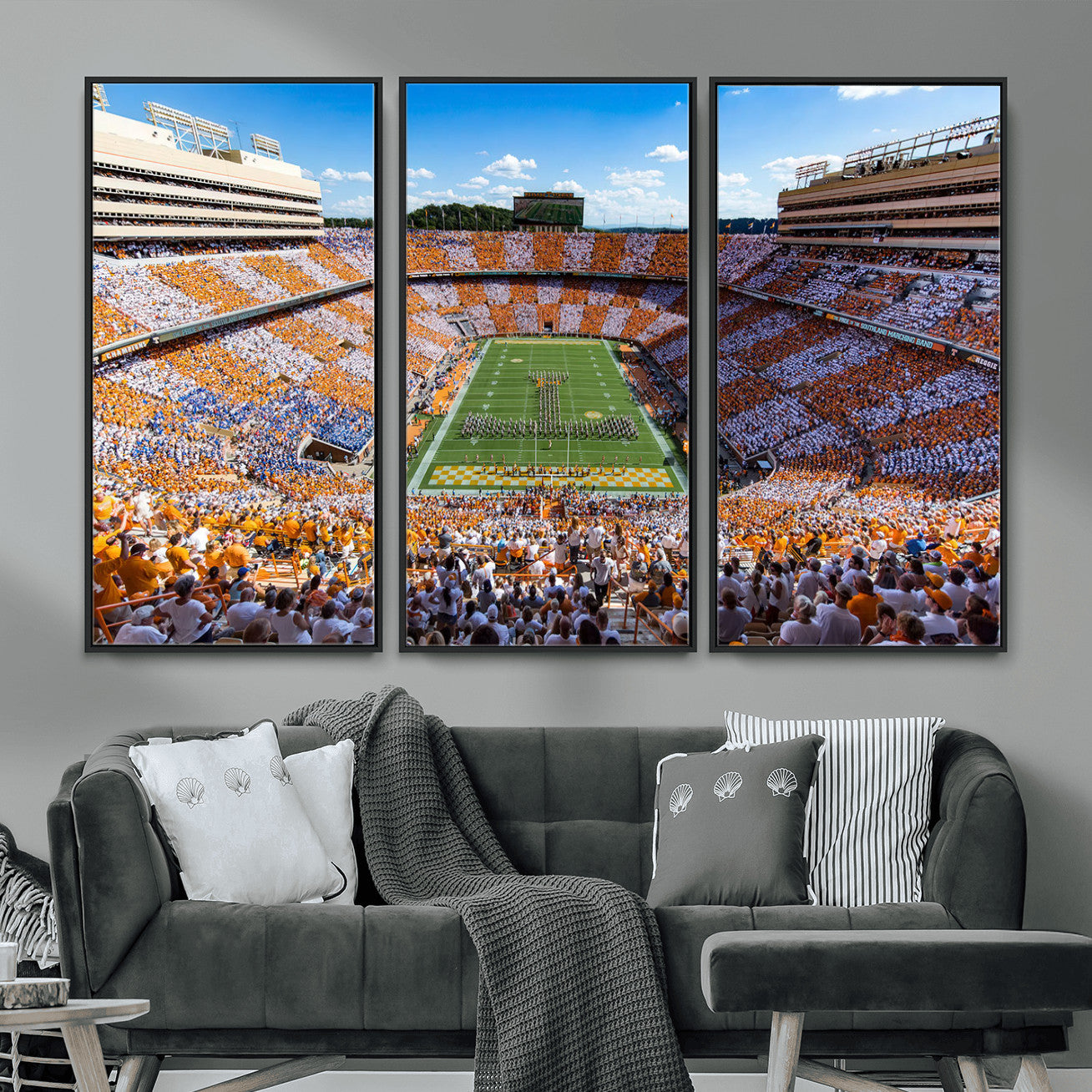 77097951-MGV-FC-48X32-3P - Tennessee Neyland Stadium Wall Art, Sports Arena Canvas Print, Panoramic Stadium Canvas Artwork for Home, Office