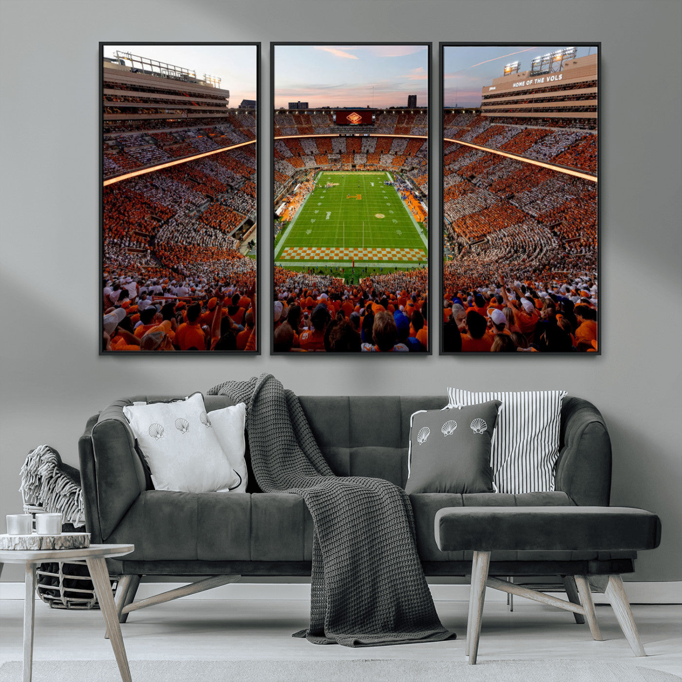37160229-MGV-CV-48X32-3P-Tennessee Neyland Stadium Wall Art, Sports Arena Canvas Print, Panoramic Stadium Canvas Artwork for Home, Office